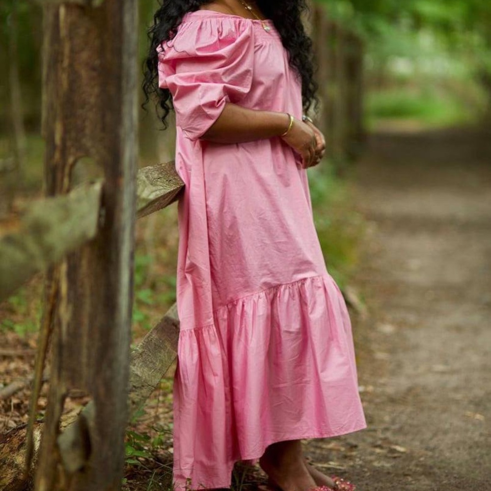 H&M Pink Puff sleeve Maxi Dress